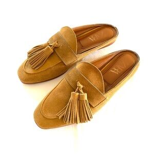 Zara Suede Tan/Brown Loafer Mules Women’s EU 39 Slip-On Flats Tassel